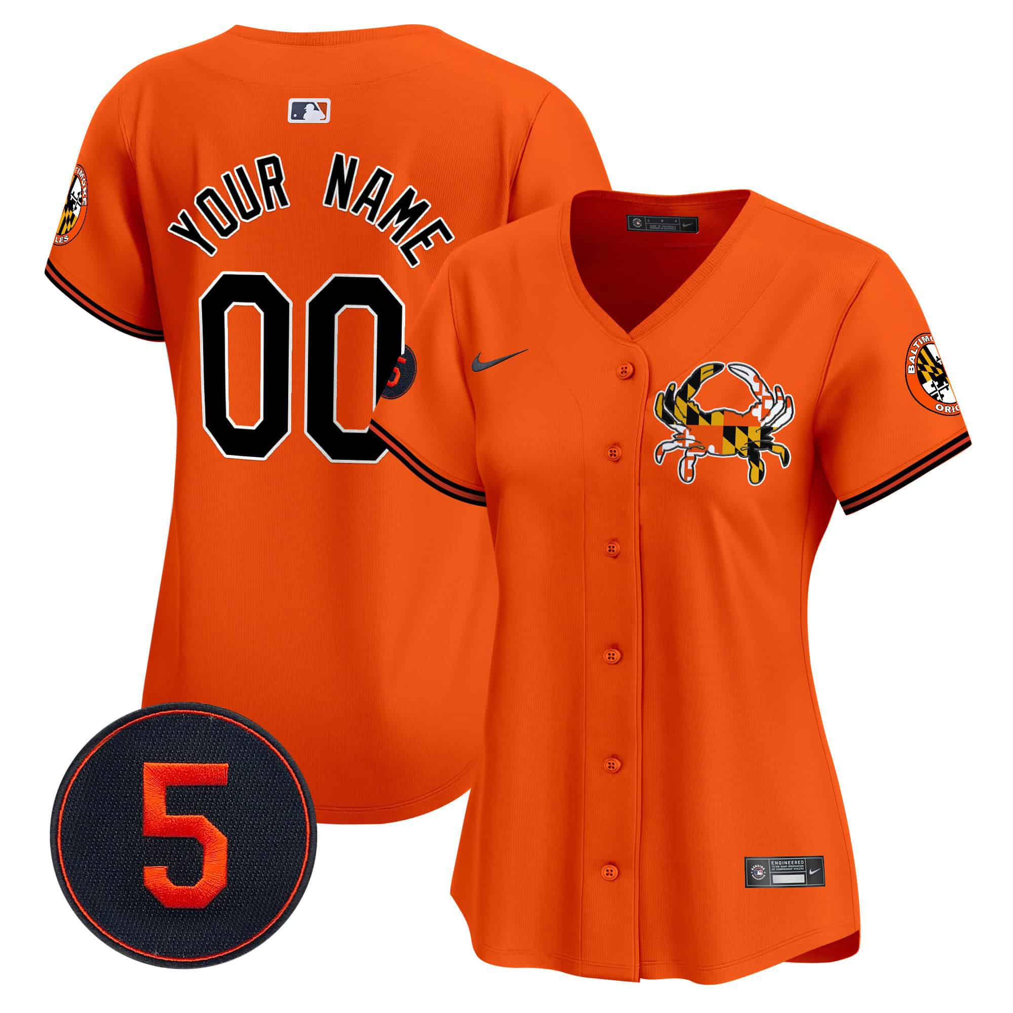 Women Baltimore Orioles Orange 2024 Nike Robinson Patch Vapor Premier Limited Custom MLB Jersey->customized mlb jersey->Custom Jersey